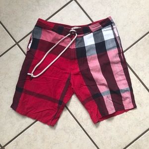 Red Plaid Burberry Brit Shorts
